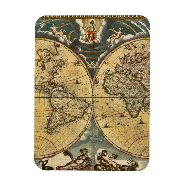 Antique World Map erschüttert #2 Magnet (Vertikal)