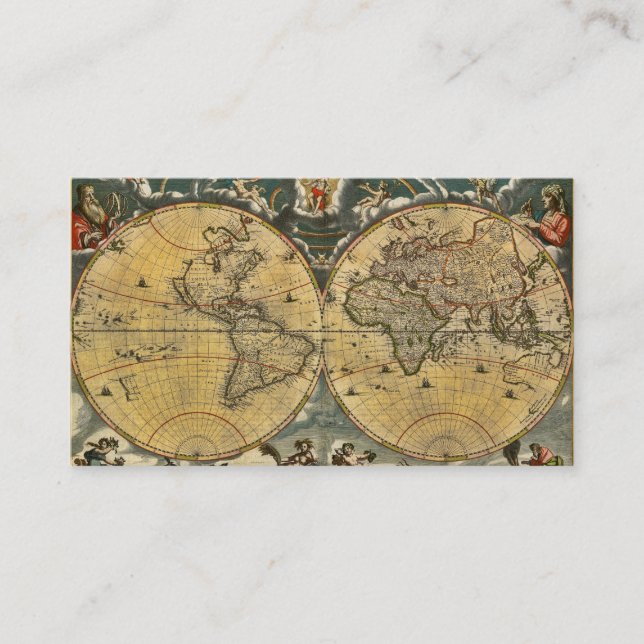 Antique World Map erschüttert #2 Visitenkarte (Vorderseite)