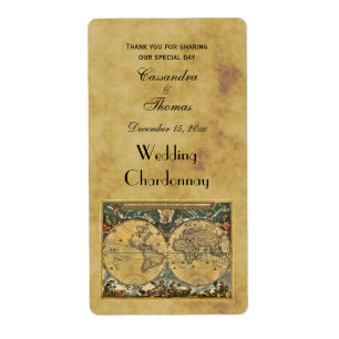 Antique World Map gestört BG Wine Labels