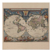 Antique World Map: Historische Kartographie Kunst