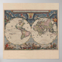 Antique World Map: Historische Kartographie Kunst