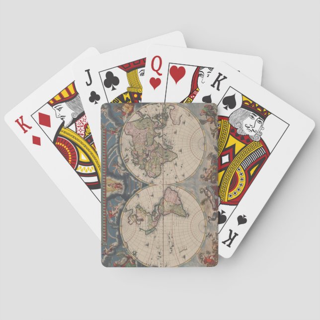 Antique World Map: Historische Kartographie Kunst Spielkarten (Rückseite)