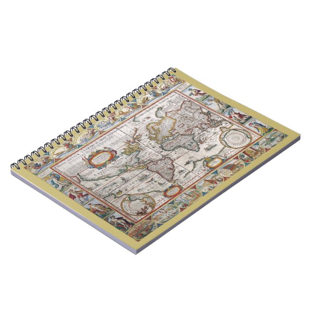 Antique World Map Notebook Notizblock (Linke Seite)