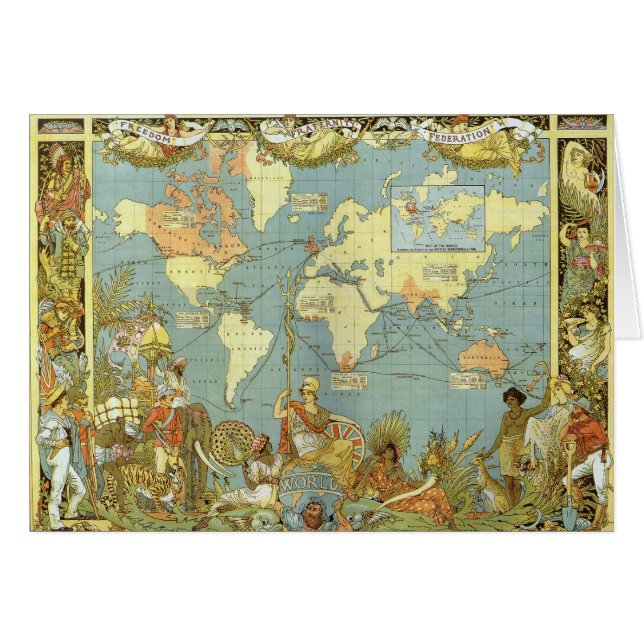 Antique World Map of the British Empire, 1886 (Vorderseite (Horizontal))
