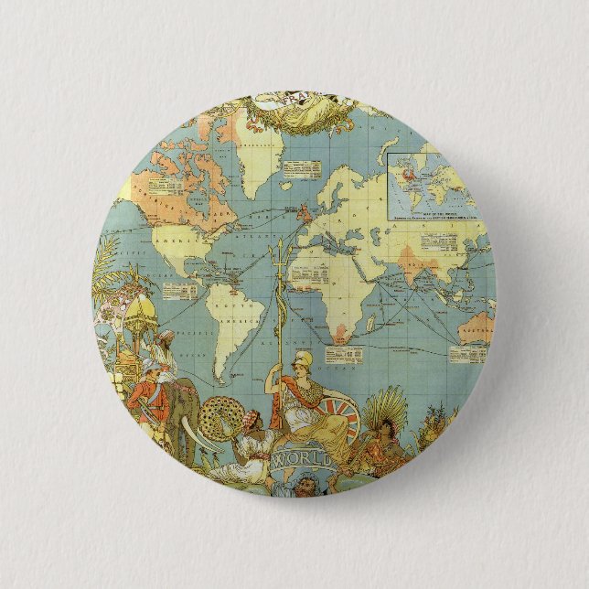 Antique World Map of the British Empire, 1886 Button (Vorderseite)