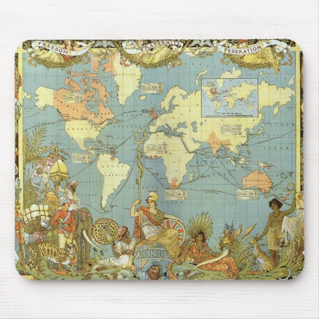 Antique World Map of the British Empire, 1886 Mousepad (Vorne)
