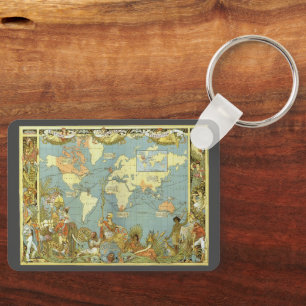 Antique World Map of the British Empire, 1886 Schlüsselanhänger