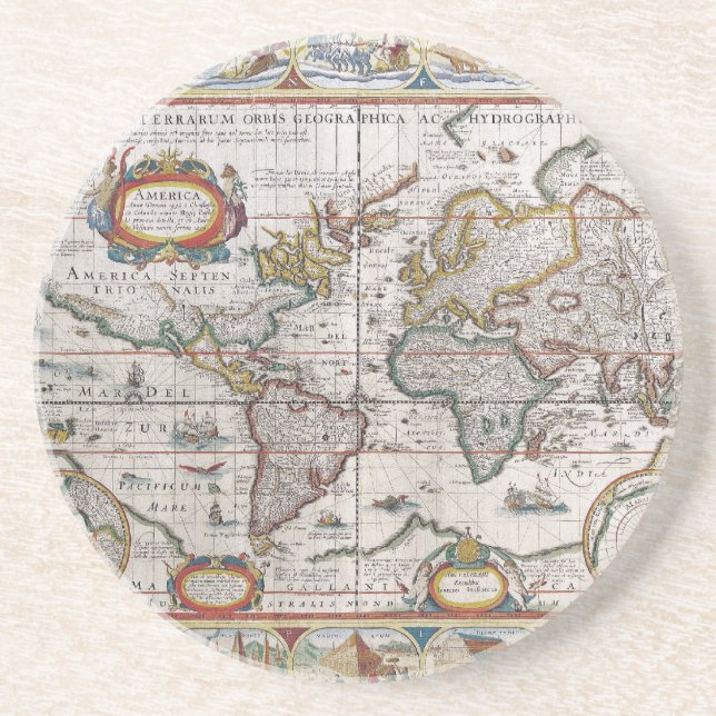 Antique World Map Untersetzer (Vorne)