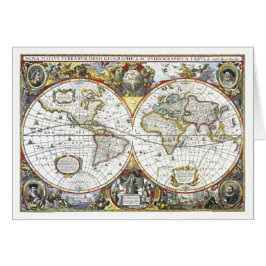 Antique World Map von Hendrik Hondius, 1630