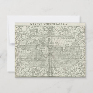 Antique World Map von Sebastian Münster ca. 1560 Einladung