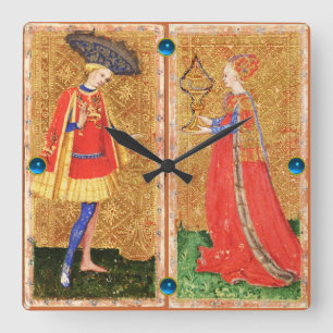 ANTIQUE ZIELE / SEITE UND KARTE VON KÜHLEN QUADRATISCHE WANDUHR