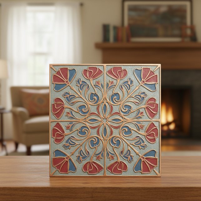 Antiqued Art Nouveau Floral Medallion #14 ID1193 Fliese (Von Creator hochgeladen)