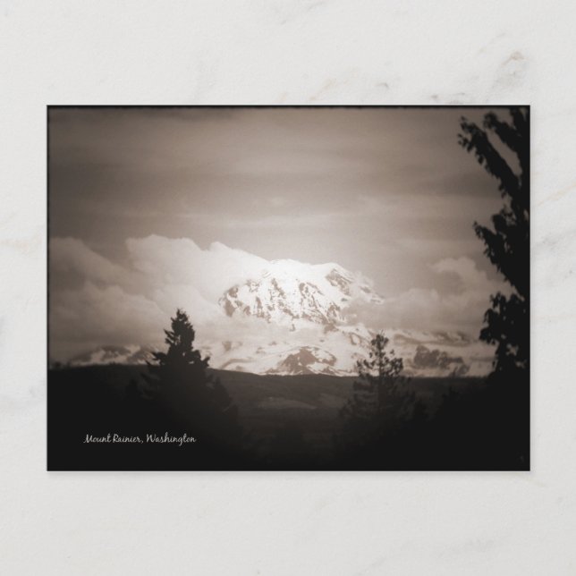 Antiqued Mount Rainier Postcard Postkarte (Vorderseite)