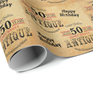 Antiquer Grunge-Geburtstag 50. Geburtstag Geschenkpapier