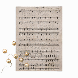 Antiquierte Jingle Bells Decoupage Vintag Aged Mus Seidenpapier