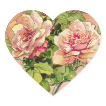 Antiquierte Rosen (Heart Shaped Stickers)