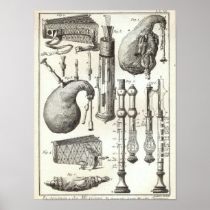 Antiquität 1769 Dudelsäcke & Blasinstrumente Poster