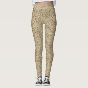 Antiquitäten Gold Glitzer Leopard Print Leggings