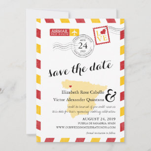 Antiquitäten Gold und Rotes Spanien Luftpost Save  The Date
