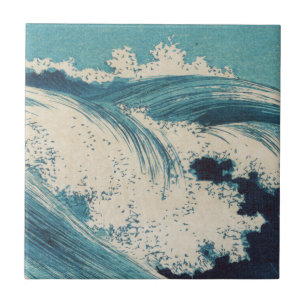 Antiquitäten Japanisch Blue Waves Ocean Print Fliese