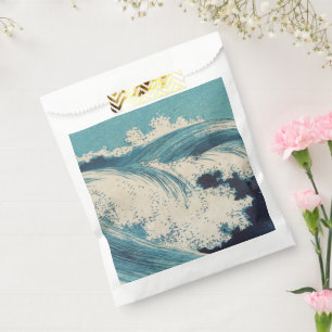 Antiquitäten Japanisch Blue Waves Ocean Print Geschenktütchen