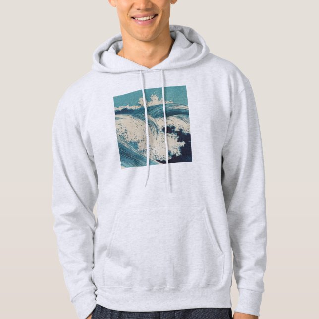 Antiquitäten Japanisch Blue Waves Ocean Print Hoodie (Vorderseite)