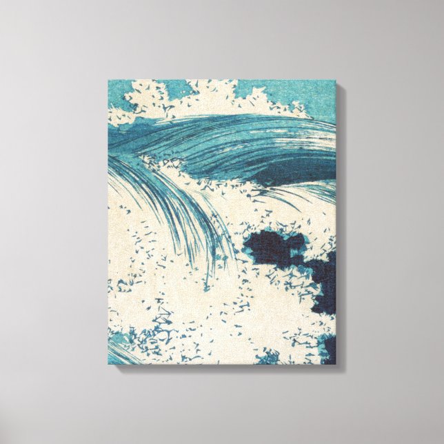 Antiquitäten Japanisch Blue Waves Ocean Print Leinwanddruck (Vorderseite)