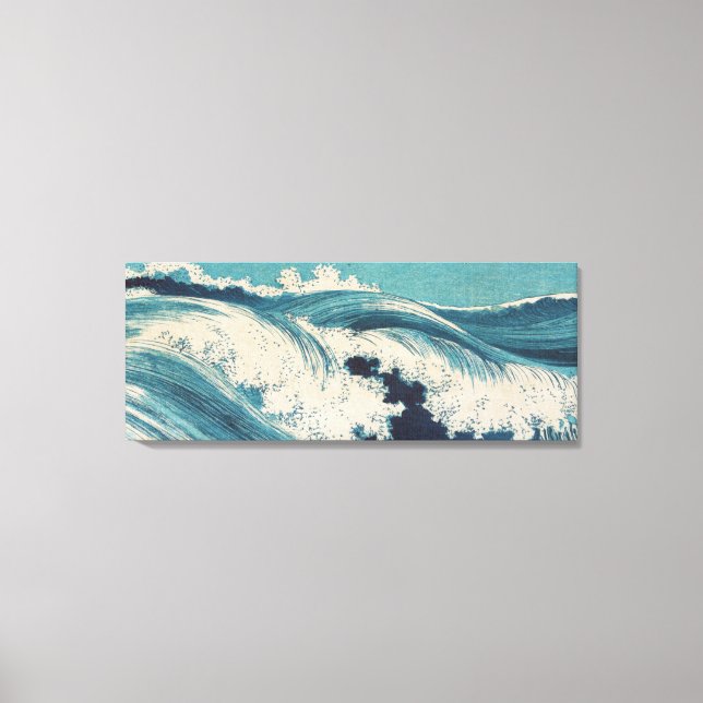 Antiquitäten Japanisch Blue Waves Ocean Print Leinwanddruck (Vorderseite)
