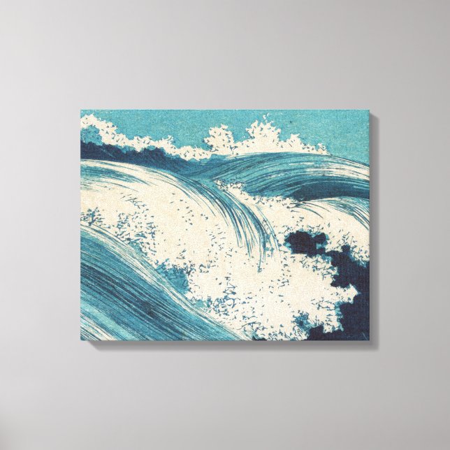 Antiquitäten Japanisch Blue Waves Ocean Print Leinwanddruck (Vorderseite)