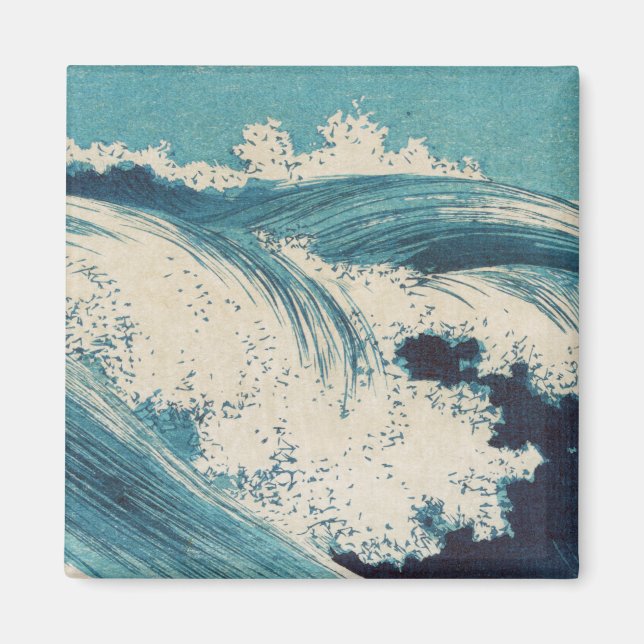 Antiquitäten Japanisch Blue Waves Ocean Print Magnet (Vorne)