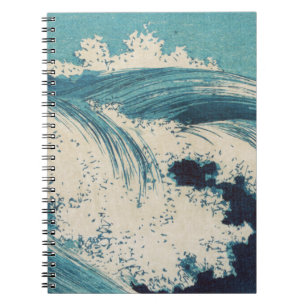 Antiquitäten Japanisch Blue Waves Ocean Print Notizblock