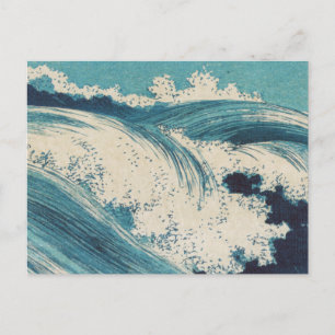 Antiquitäten Japanisch Blue Waves Ocean Print Postkarte