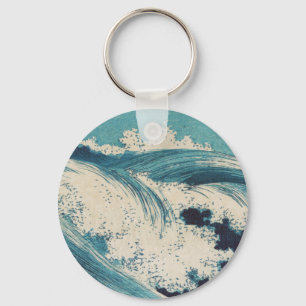 Antiquitäten Japanisch Blue Waves Ocean Print Schlüsselanhänger