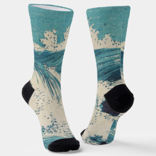 Antiquitäten Japanisch Blue Waves Ocean Print Socken
