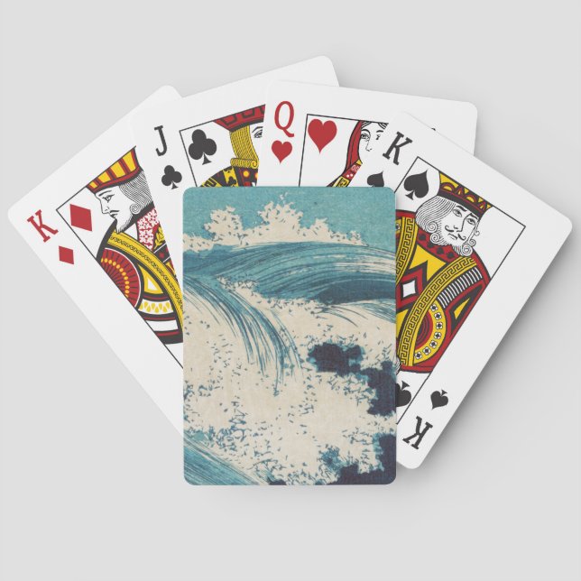 Antiquitäten Japanisch Blue Waves Ocean Print Spielkarten (Rückseite)