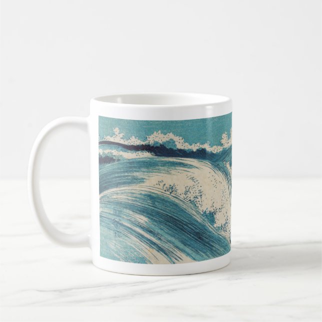 Antiquitäten Japanisch Blue Waves Ocean Print Tasse (Links)