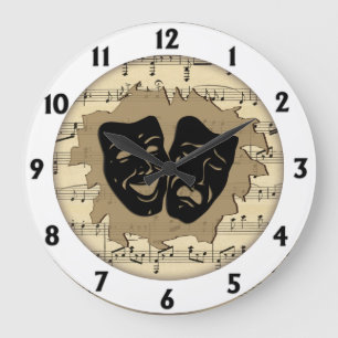 Antiquitäten Musik und Theatermasken Große Wanduhr
