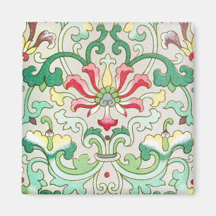 Antiquitäten Orientalisches Blumenmuster aquamarin Magnet