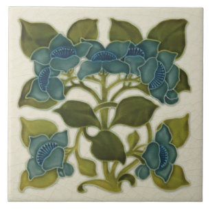Antiquitäten Repro Art Nouveau Blumen Tile Fliese