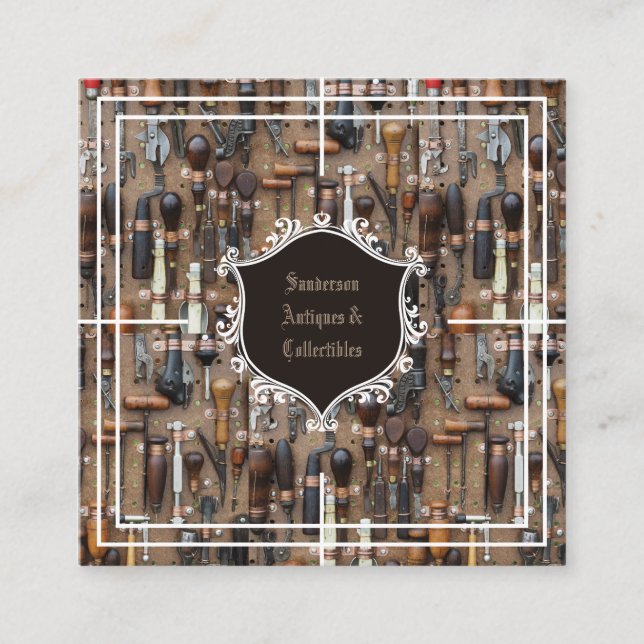 Antiquitäten Sammlerstücke Vintage Tools Quadratische Visitenkarte (Vorderseite)