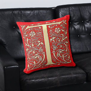 Antiquitäten verziertes Monogramm T Kissen