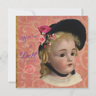 Antiquitäten-Victorian-Puppe-Grußkarte Feiertagskarte