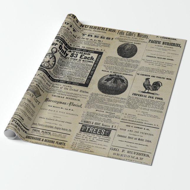 Antiquitäten Vintages Gartenbau Geschenkpapier (Ungerollt)