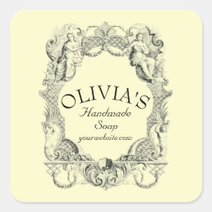 Antiquitätenbarock Rokoko Cartouche Quadratischer Aufkleber