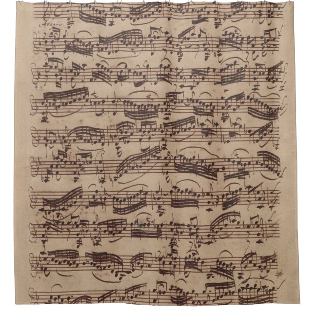 Antiquitätenblatt Musik Bach Manuskript Duschvorhang (Vorderseite)