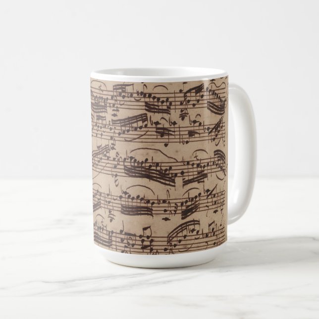Antiquitätenblatt Musik Bach Manuskript Kaffeetasse (VorderseiteRechts)