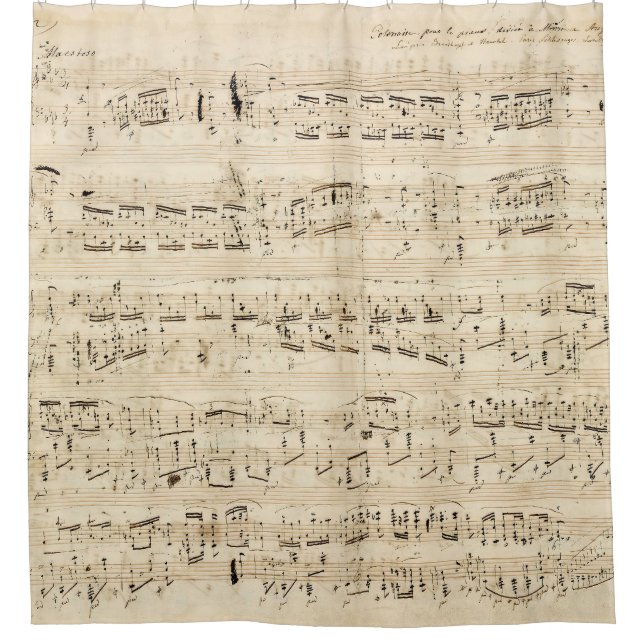 Antiquitätenblatt Musik Chopin Manuskript Duschvorhang (Vorderseite)