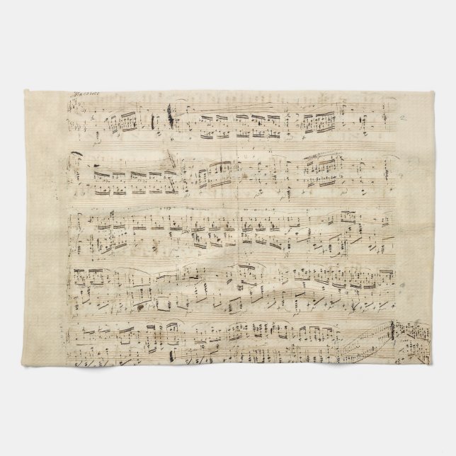 Antiquitätenblatt Musik Chopin Manuskript Geschirrtuch (Horizontal)