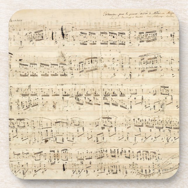 Antiquitätenblatt Musik Chopin Manuskript Getränkeuntersetzer (Vorderseite)