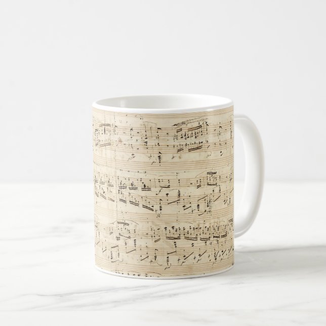 Antiquitätenblatt Musik Chopin Manuskript Kaffeetasse (VorderseiteRechts)